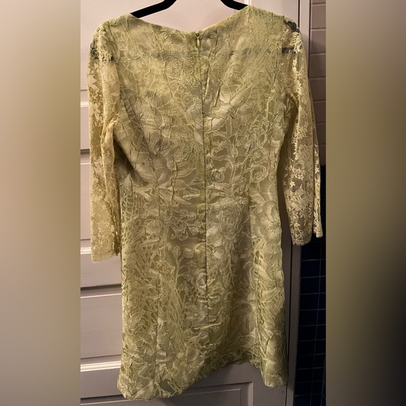 $1800 Christian Lacroix Lace Dress Green Yellow 42 6 8 cocktail vintage wedding - Picture 3 of 9